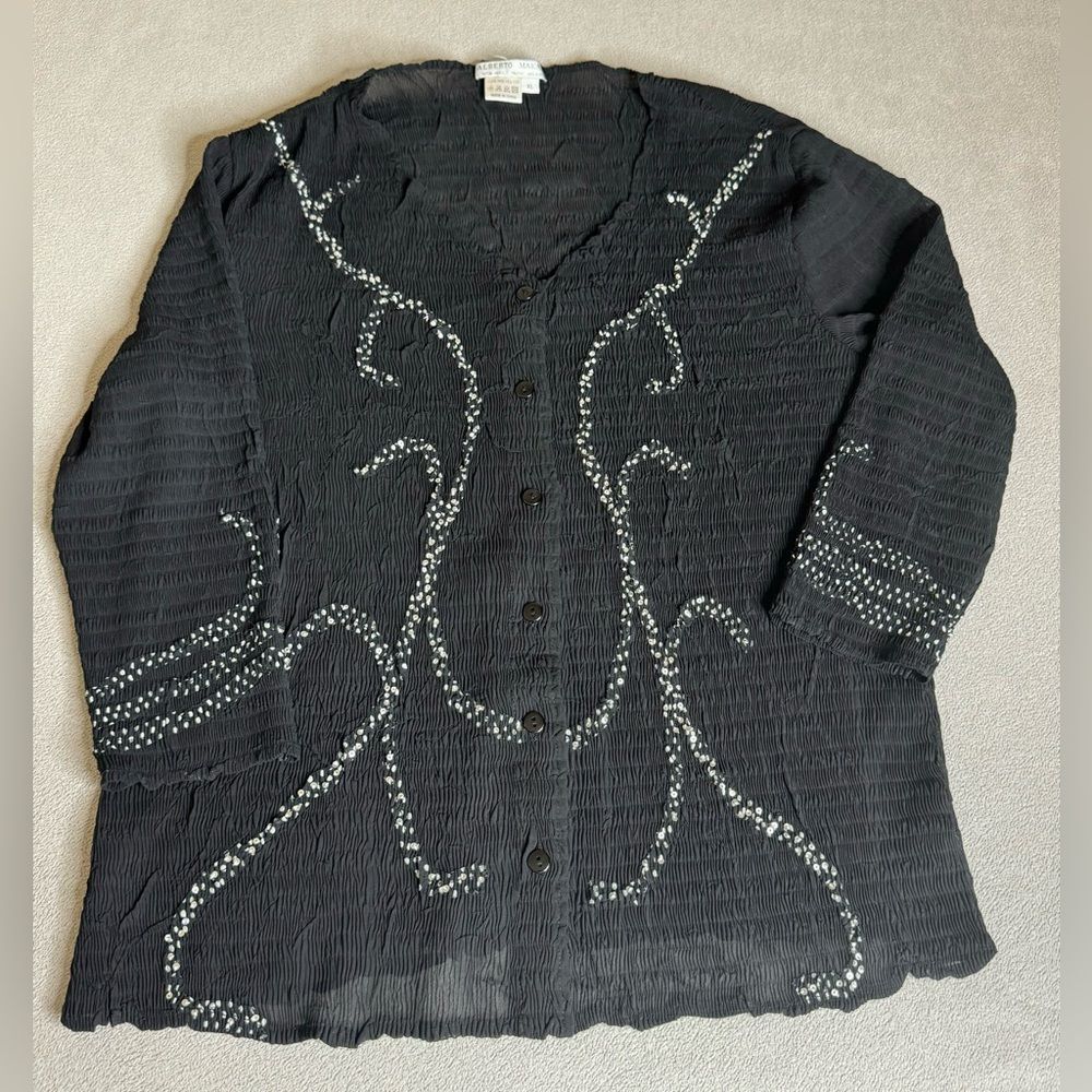 Alberto Makali Black Top blouse button up black size XL women’s
